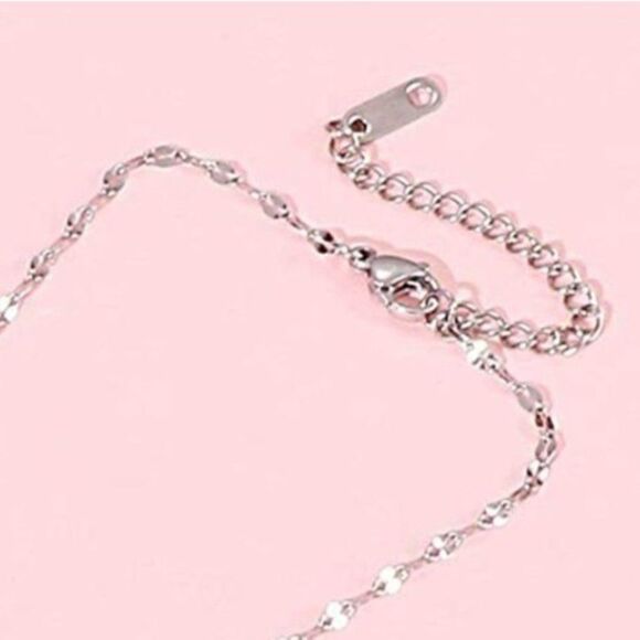 Silver and Mother of Pearl Mickey Mouse Key Adjustable Pendant Necklace - Picture 4 of 6